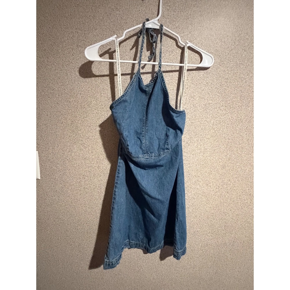 Gap Blue Jeans Denim Halter Mini Dress Medium Wash Cotton Vintage Style Size 4
